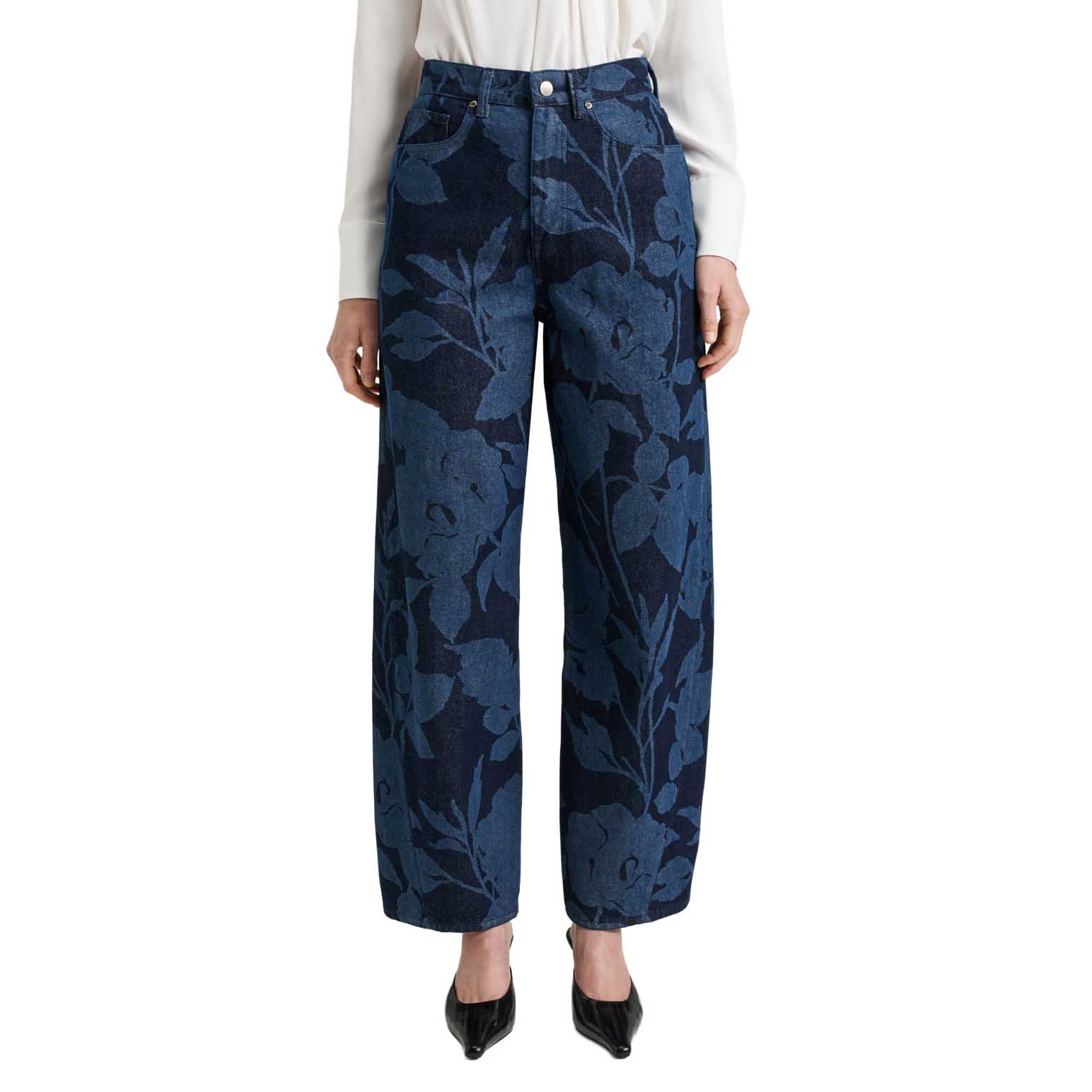 Veronika Maine Shadow Floral Barrel Leg Jean